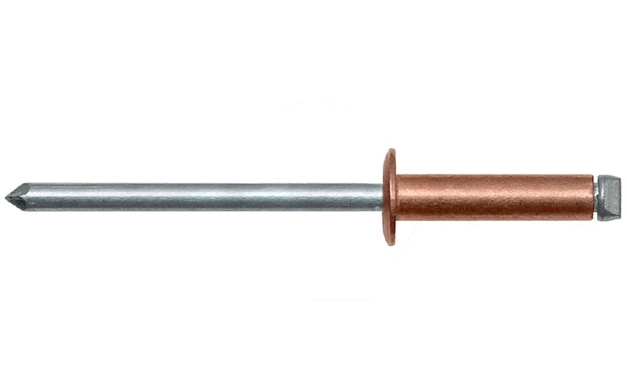 Заклепка вытяжная, стандартный бортик МЕДЬ/СТ