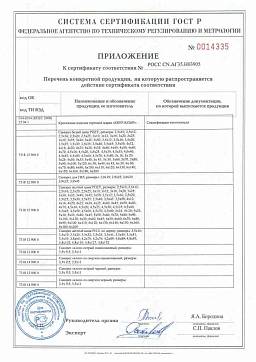 Сертификат на Саморезы с пресс-шайбой острые 2